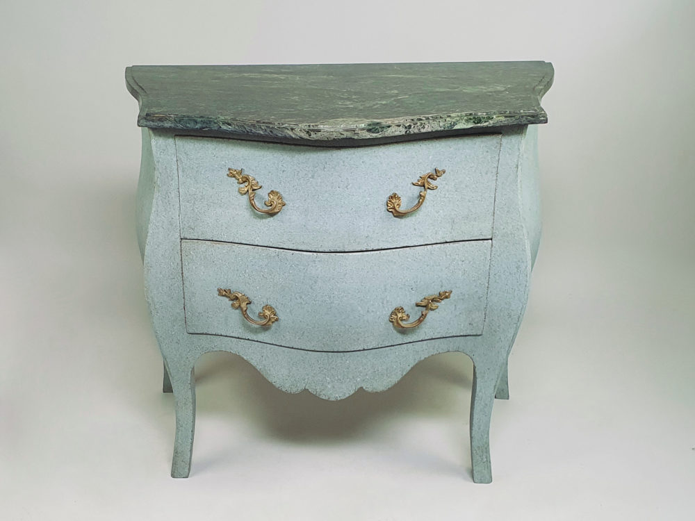Pair of antique French marble bombe Chest of Drawers or Bedside Cabinets
