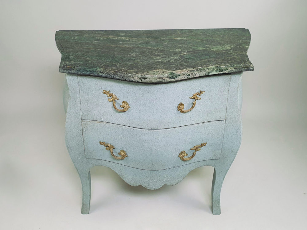 Pair of antique French marble bombe Chest of Drawers or Bedside Cabinets