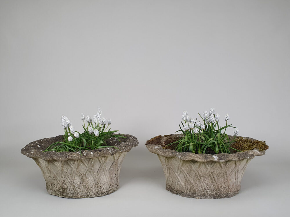 Pair of antique Garden Planters in a lattice design