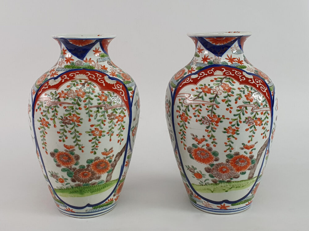 Pair of antique Japanese Imari Vases