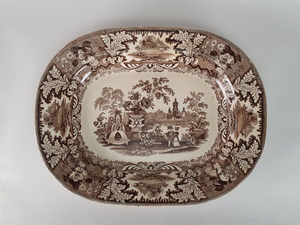 Pair of antique early Victorian brown Platters or Meat Dishes by RC & Co