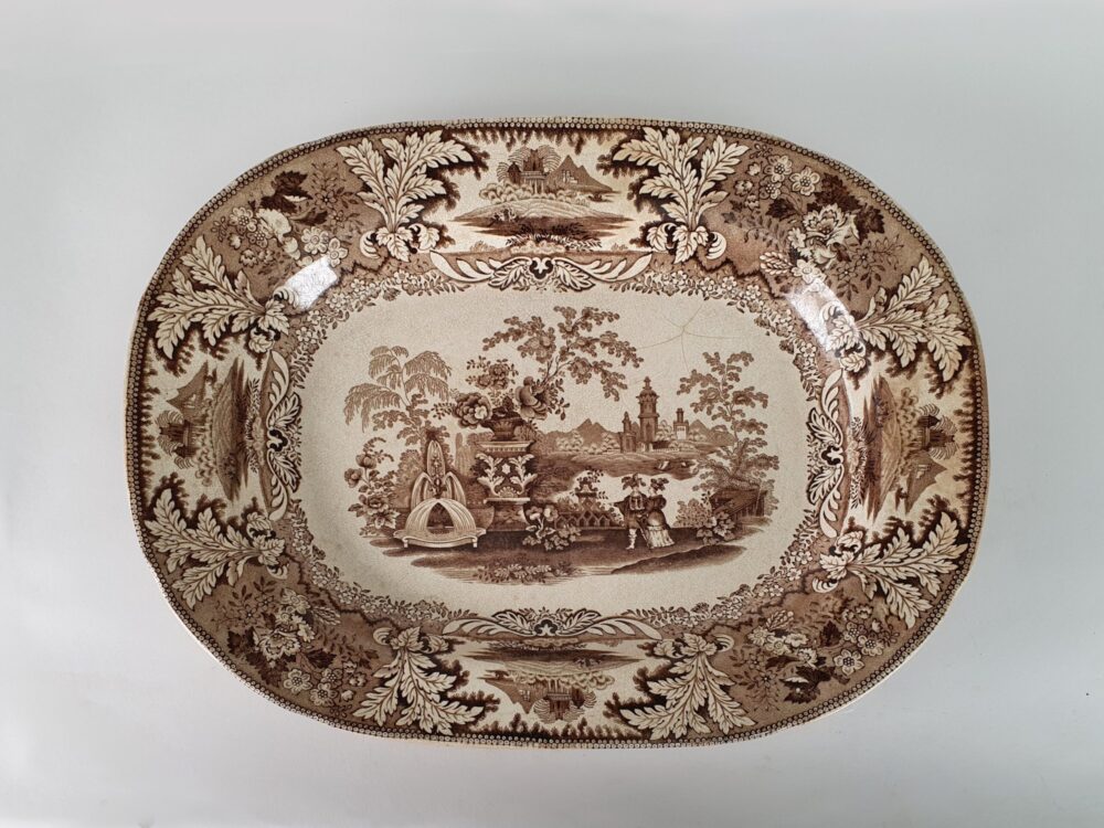 Pair of antique early Victorian brown Platters or Meat Dishes by RC & Co