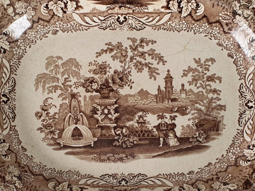 Pair of antique early Victorian brown Platters or Meat Dishes by RC & Co