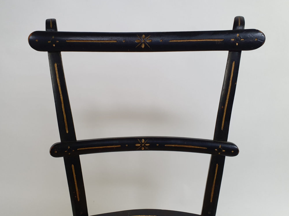 Pair of antique ebonised Aesthetic Movement caned bedroom Chairs