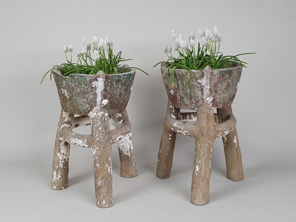 Pair of antique faux bois Garden Planters