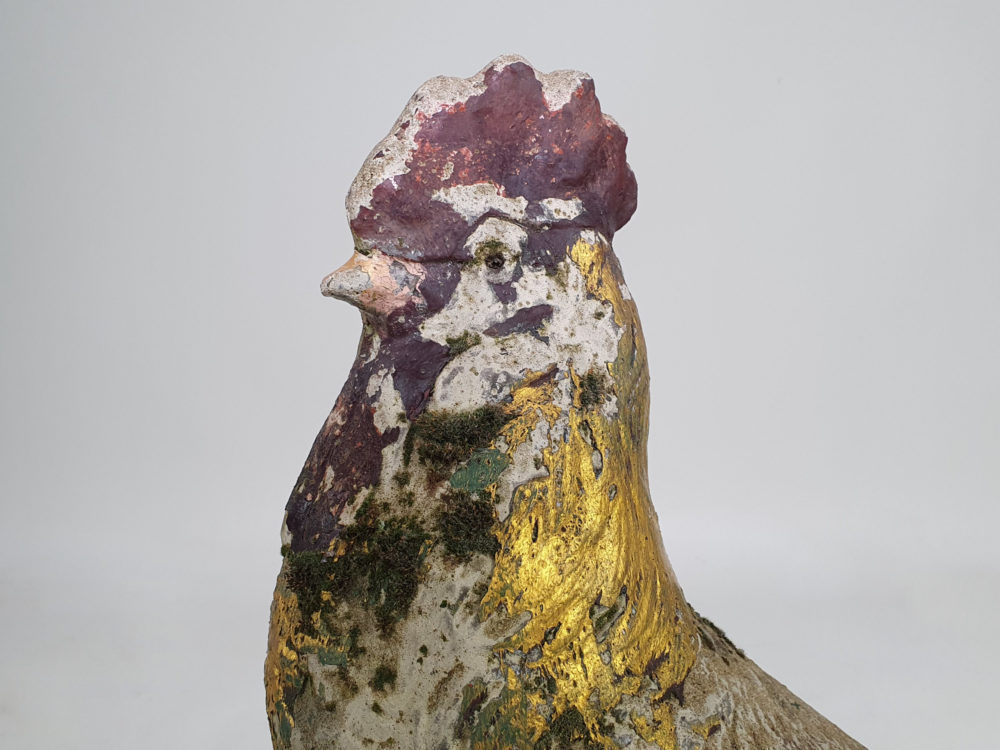 Pair of antique Garden Ornament Cockerels or roosters