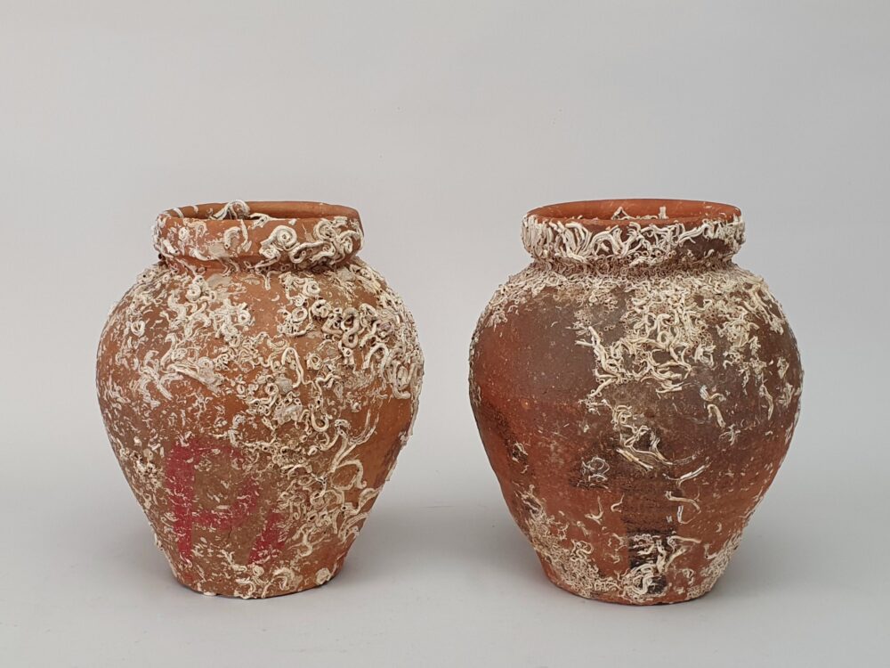 Pair of antique terracotta Octopus Traps or Pots