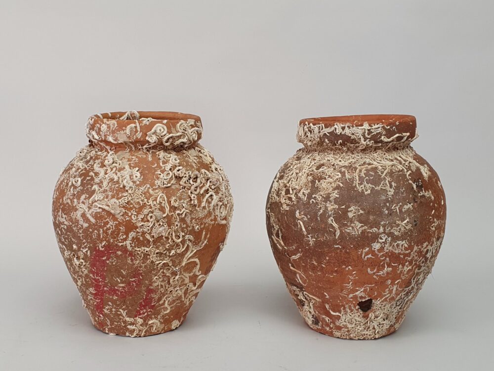 Pair of antique terracotta Octopus Traps or Pots
