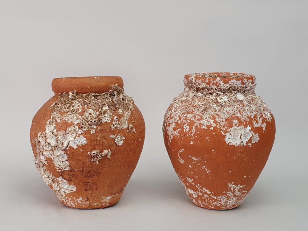Pair of antique terracotta Octopus Traps or Pots