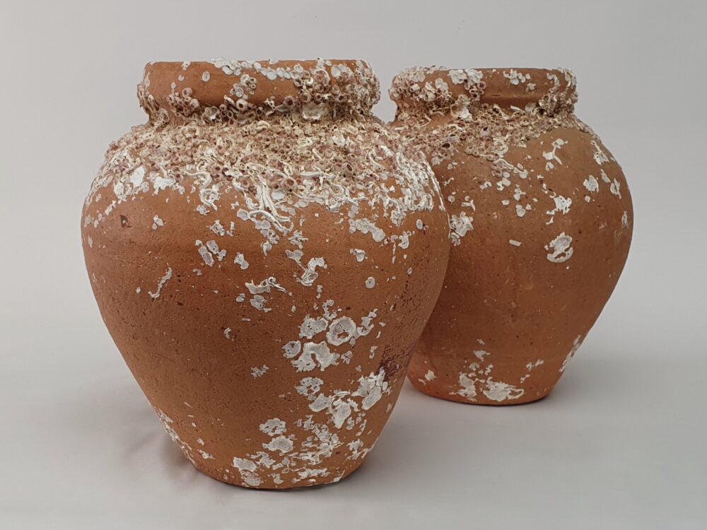 Pair of antique terracotta Octopus Traps or Pots