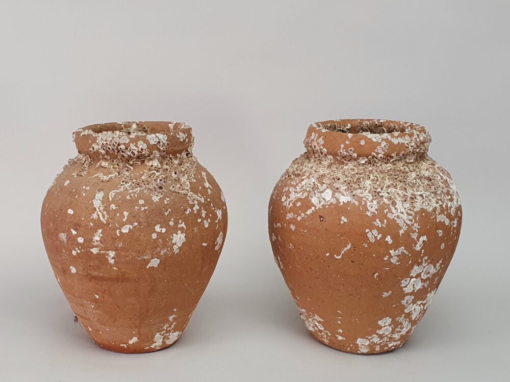 Pair of antique terracotta Octopus Traps or Pots
