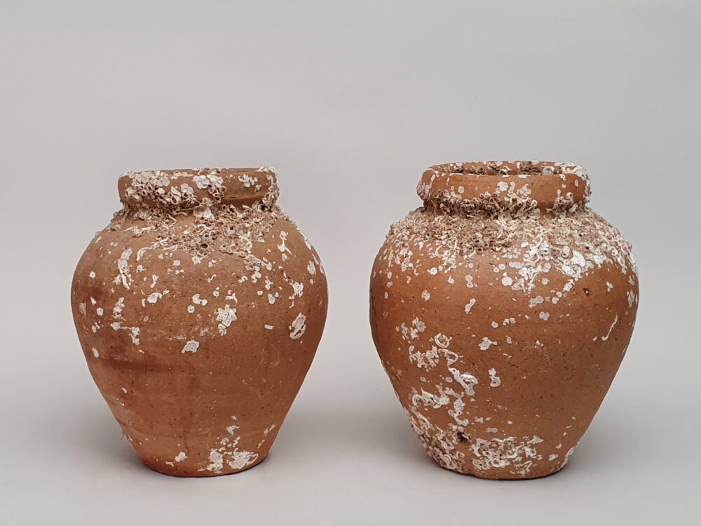 Pair of antique terracotta Octopus Traps or Pots