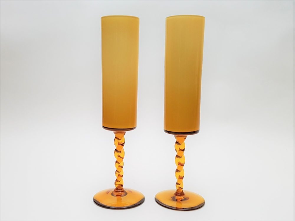 Pair of Mid Century Amber Vases