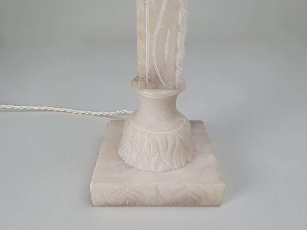 Pair of mid century antique carved column Table Lamps