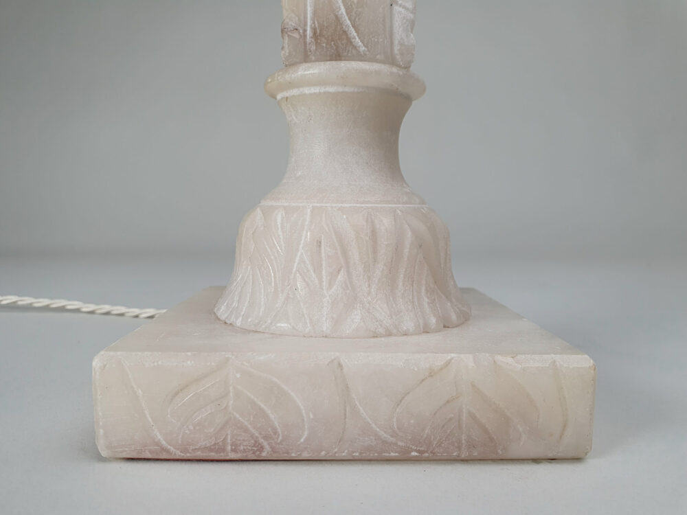 Pair of mid century antique carved column Table Lamps