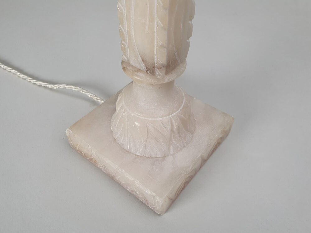 Pair of mid century antique carved column Table Lamps