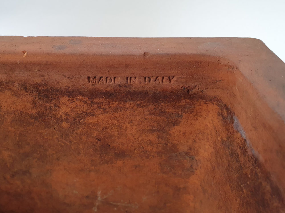 Pair of mid century terracotta gothic style square Garden Planters