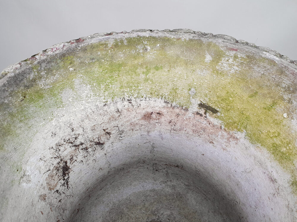Pair of tall well weathered antique Garden Urns on Plinths