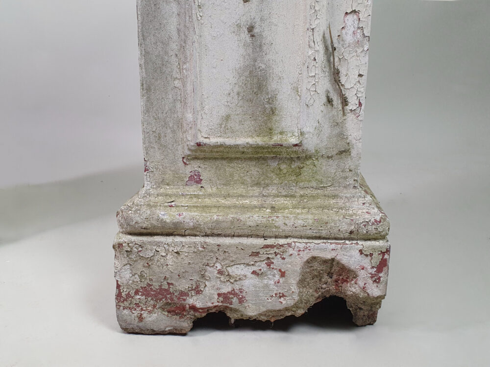 Pair of tall well weathered antique Garden Urns on Plinths