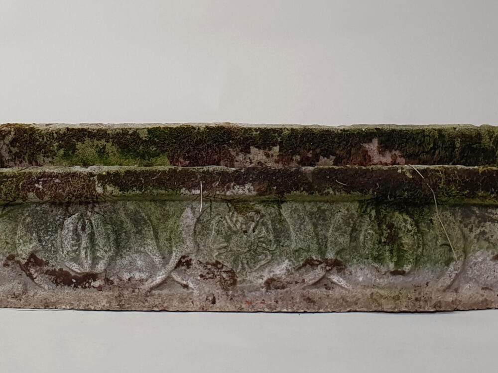 Pair of trough composite antique garden planters