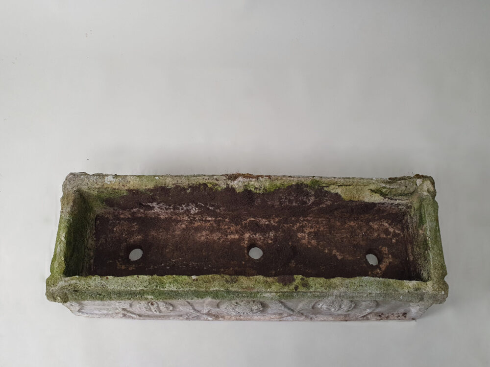 Pair of trough composite antique garden planters