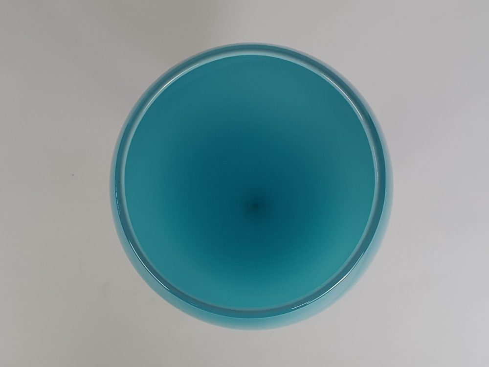 Pair of  turquoise vintage mid century studio glass Vases