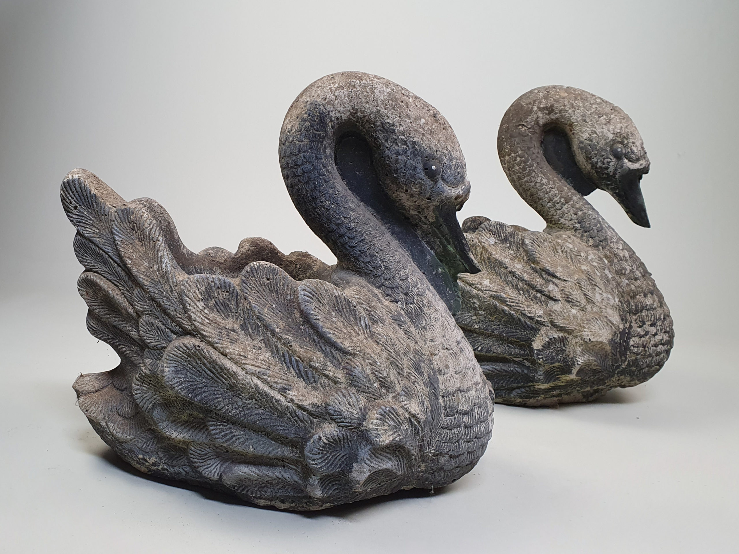 Pair of vintage black Swan Garden Planters