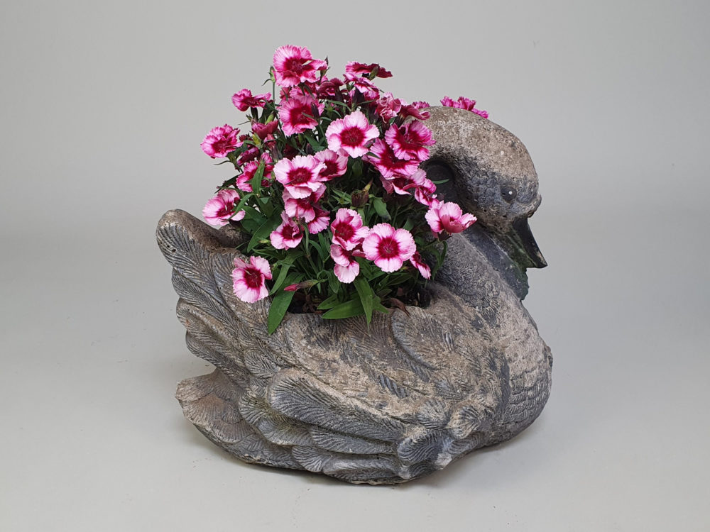 Pair of vintage black Swan Garden Planters