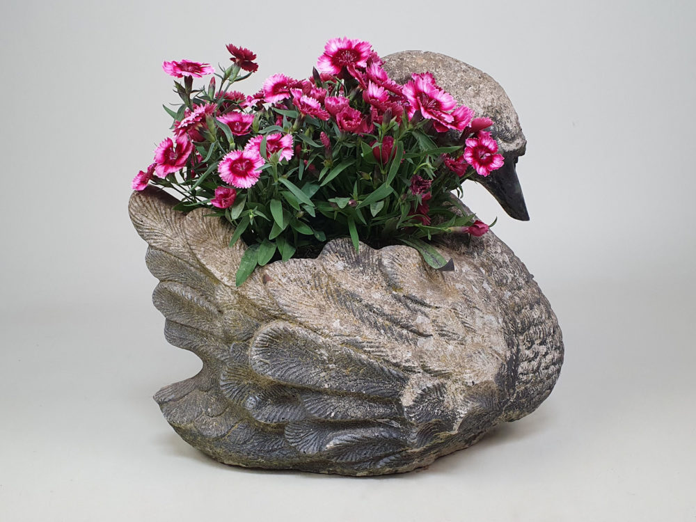 Pair of vintage black Swan Garden Planters