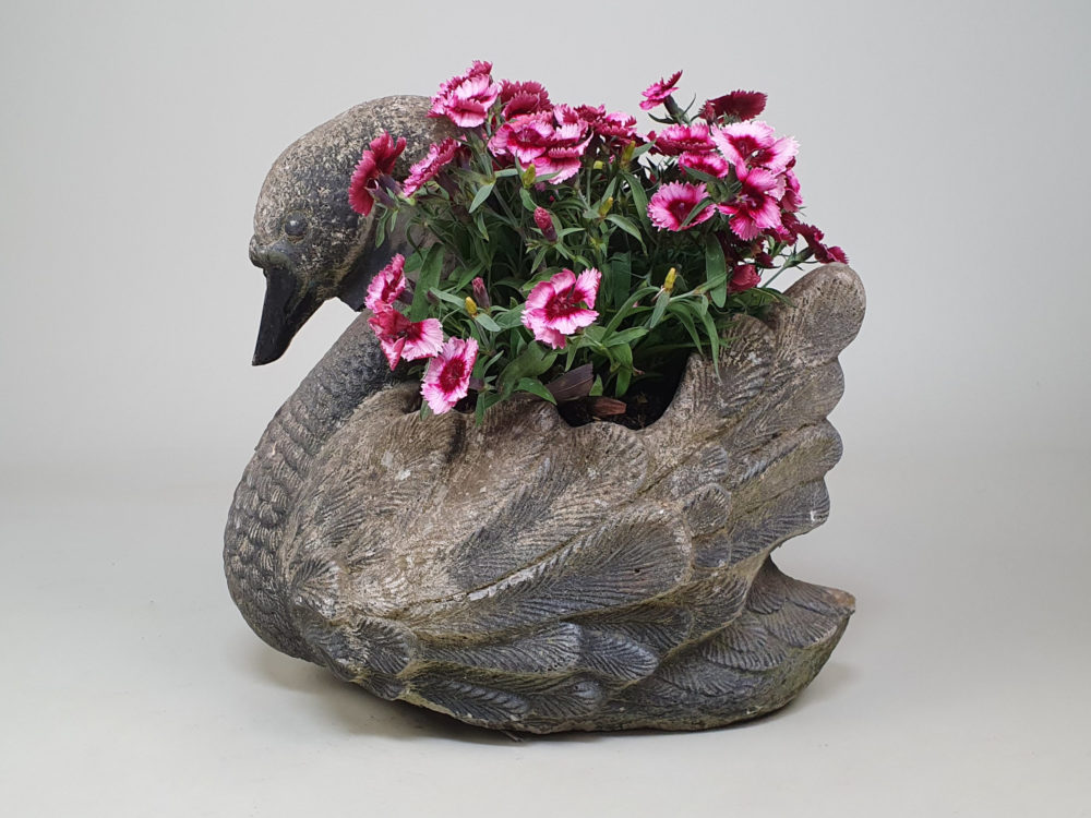 Pair of vintage black Swan Garden Planters