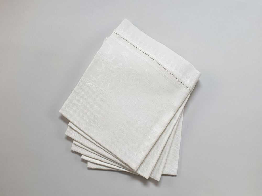 Plain cream damask antique Tea Towel