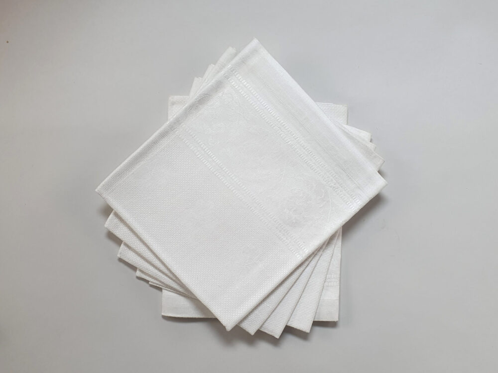 Plain white damask antique Tea Towels