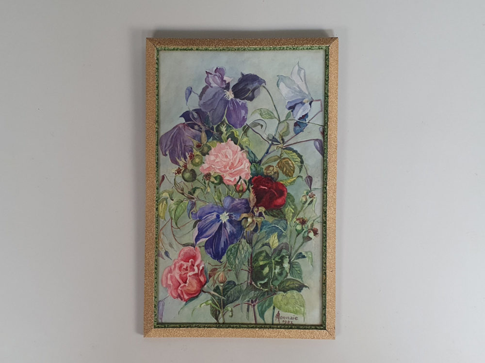 Pretty mid century vintage floral water colour Painting