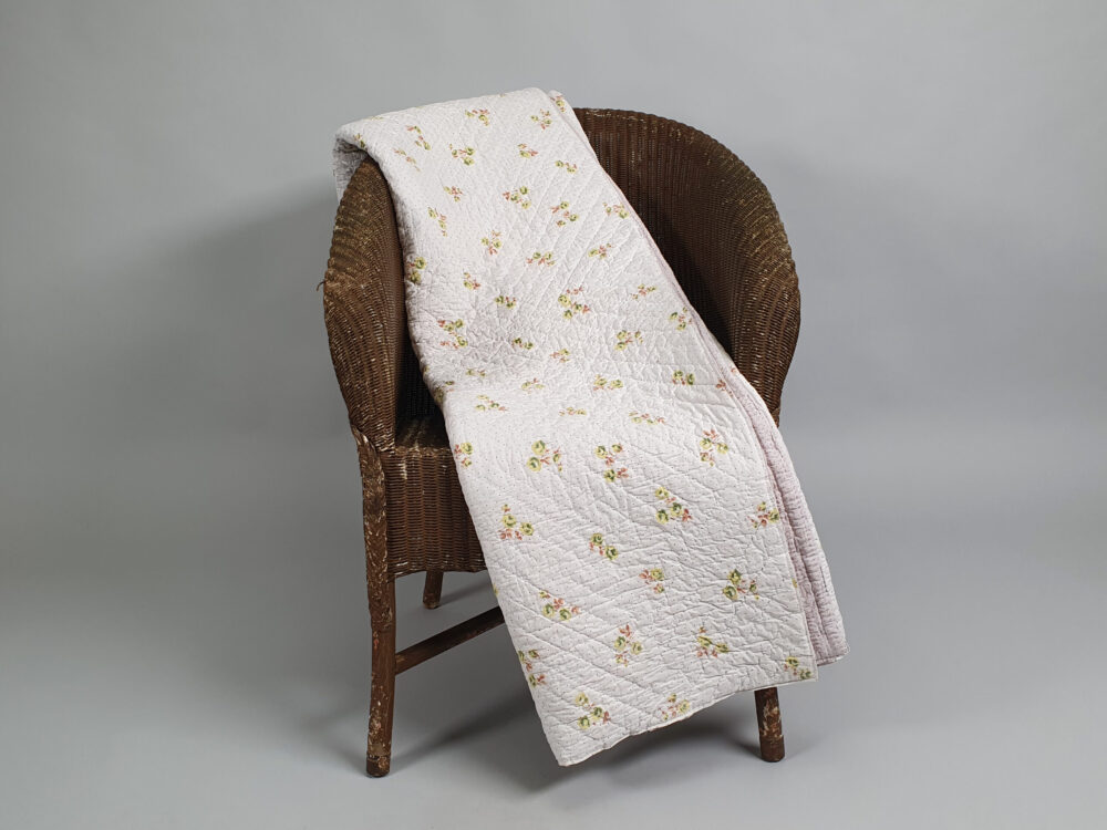 Reversible handstitched whole cloth antique Quilt