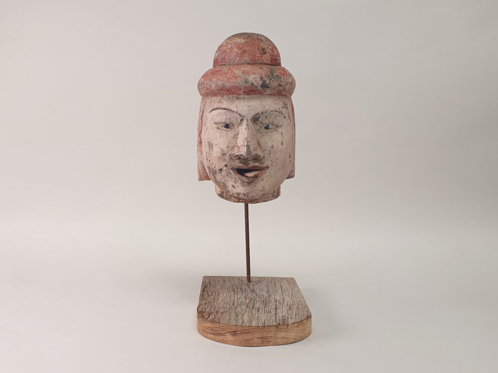 Rustic antique carved Burmese Puppet Head