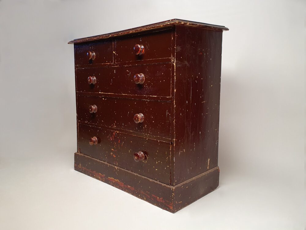 Rustic antique furniture - chest of drawers in original flaky Paint