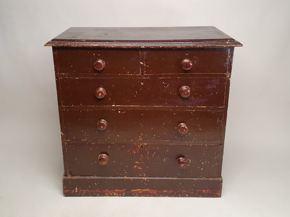 Rustic antique furniture - chest of drawers in original flaky Paint