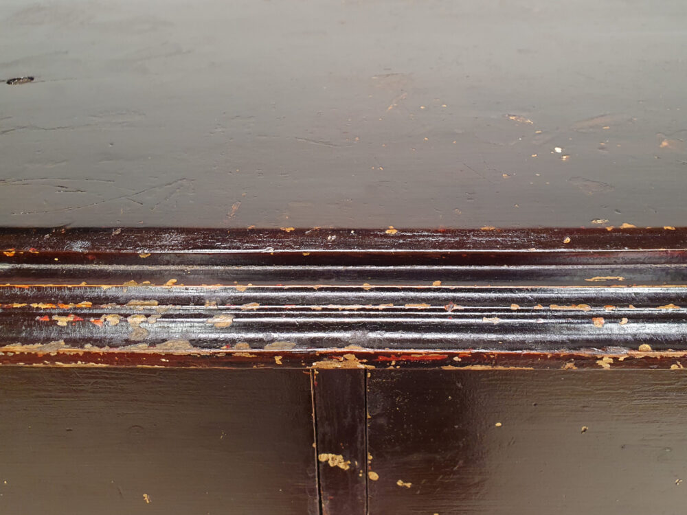 Rustic antique furniture - chest of drawers in original flaky Paint