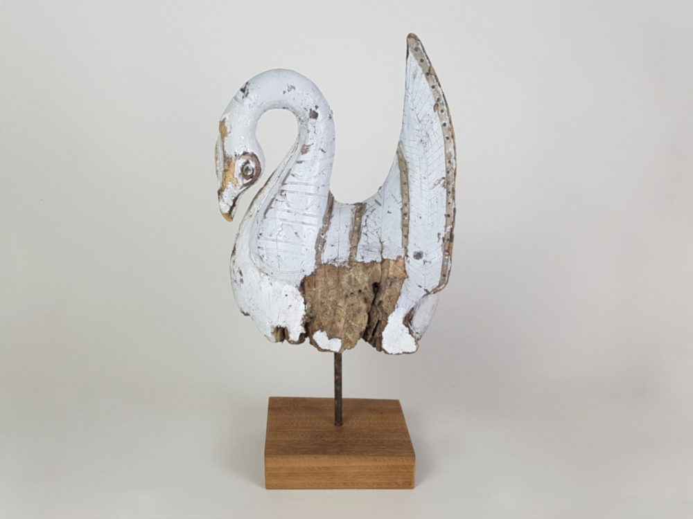 Rustic antique decorative carved Wooden Swan