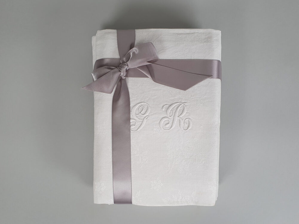 Set of 10 French Napkins or Serviettes with antique embroidery monogrammed G R