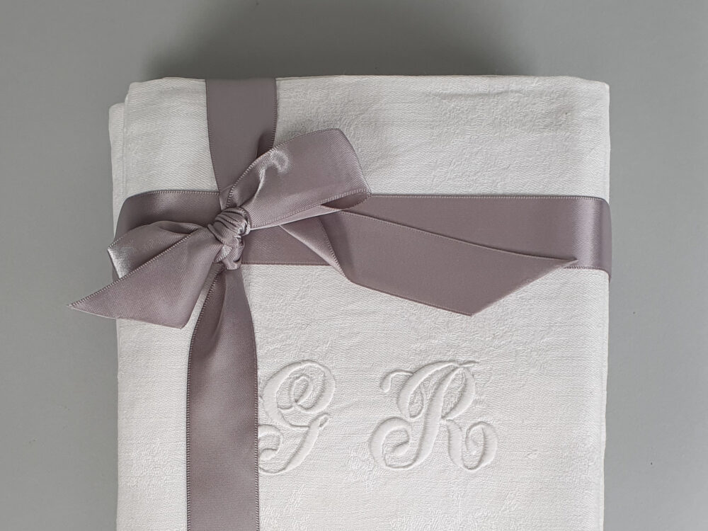 Set of 10 French Napkins or Serviettes with antique embroidery monogrammed G R