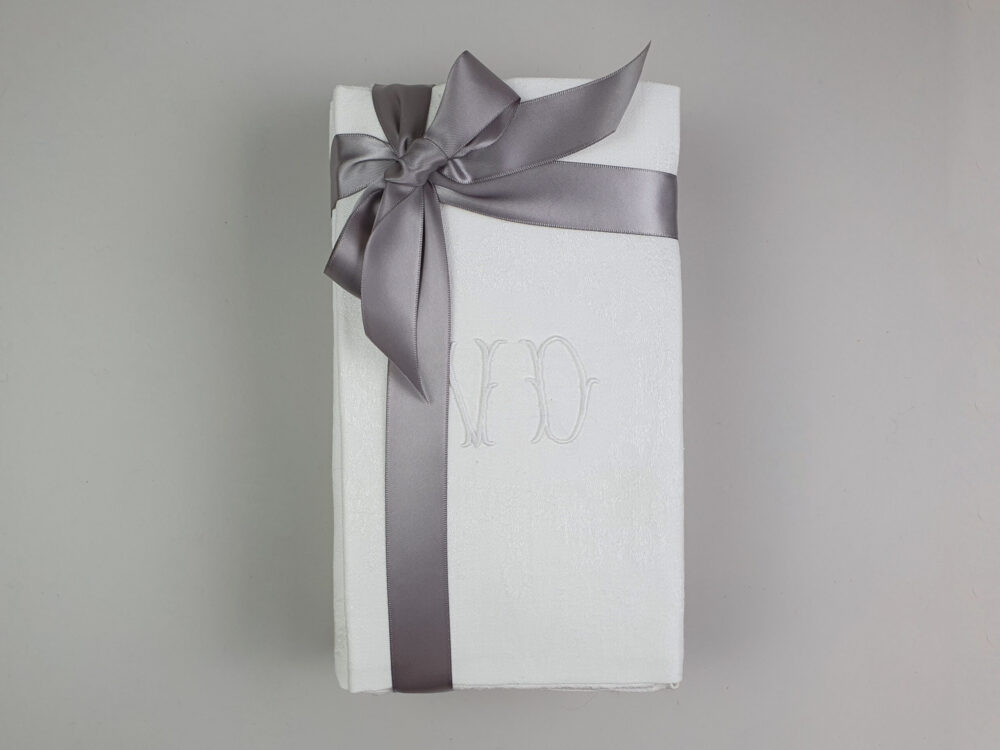 Set of 12 white French Napkins or Serviettes with antique embroidery monogrammed V D