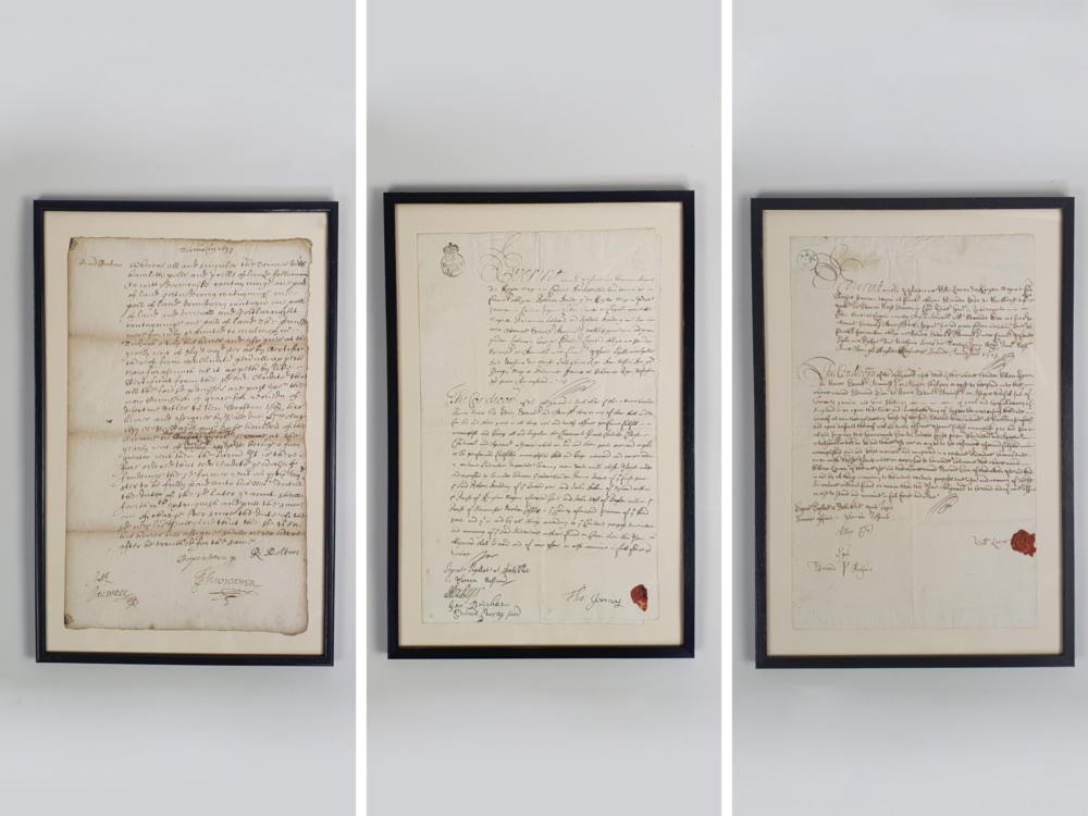 Set of 17th century antique handwritten manuscripts
