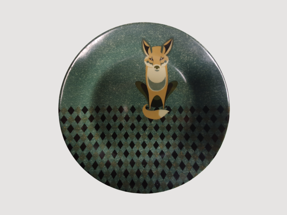 Set of 4 Tom Frost 'Dust Wildlife' Wall Mounted Plates - Fox, Hare, Otter & Owl