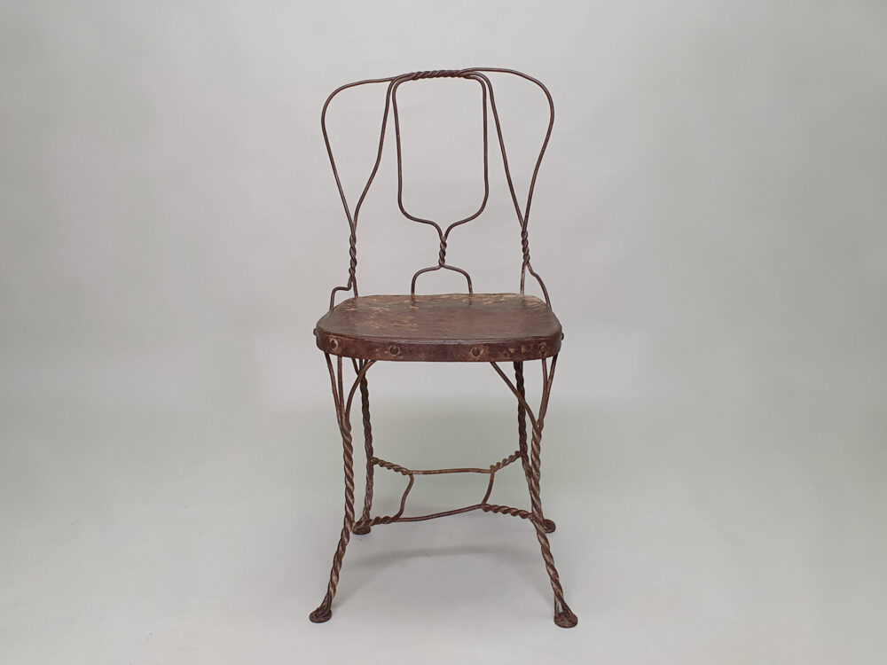 Set of 8 antique mid century hand made wire dining Chairs