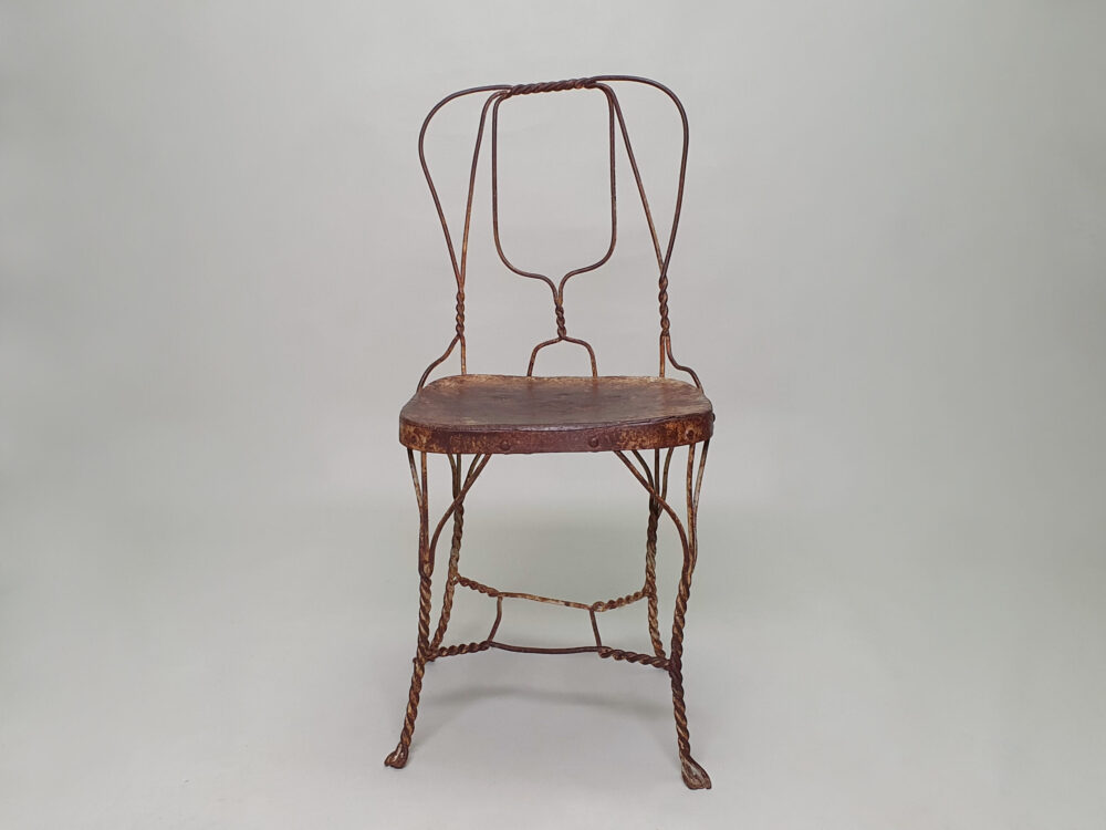 Set of 8 antique mid century hand made wire dining Chairs