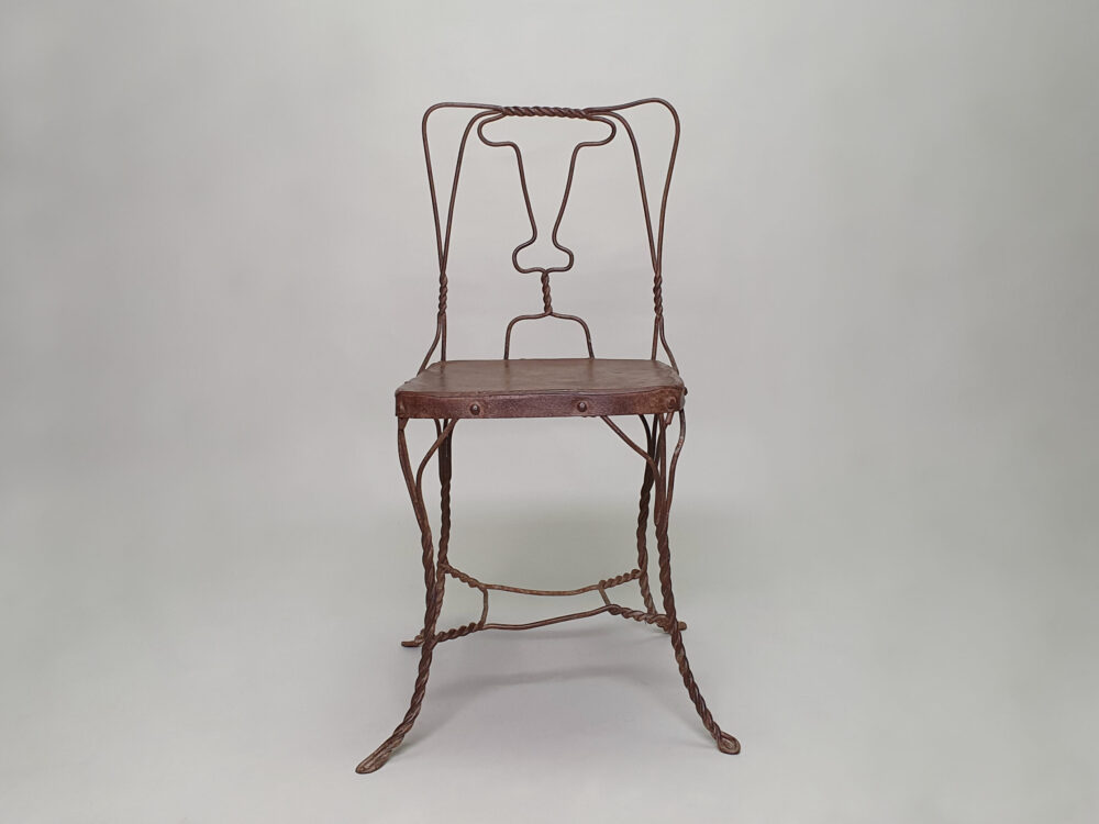 Set of 8 antique mid century hand made wire dining Chairs