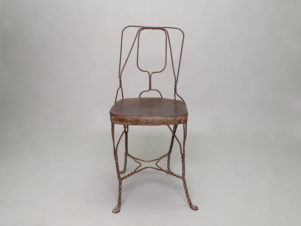 Set of 8 antique mid century hand made wire dining Chairs