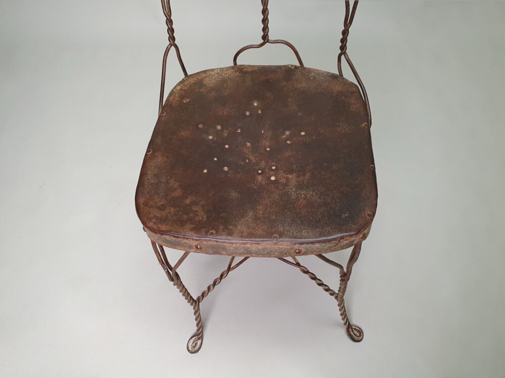 Set of 8 antique mid century hand made wire dining Chairs