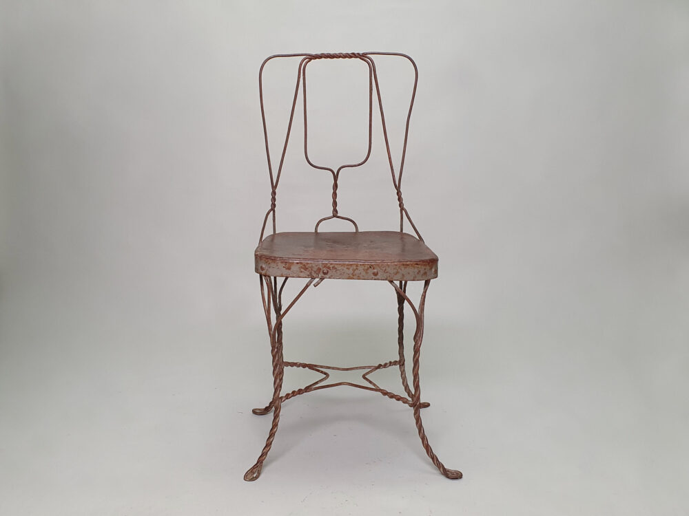 Set of 8 antique mid century hand made wire dining Chairs